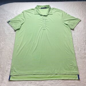 Ralph Lauren RLX Green and White Striped Polo Shirt Size Large